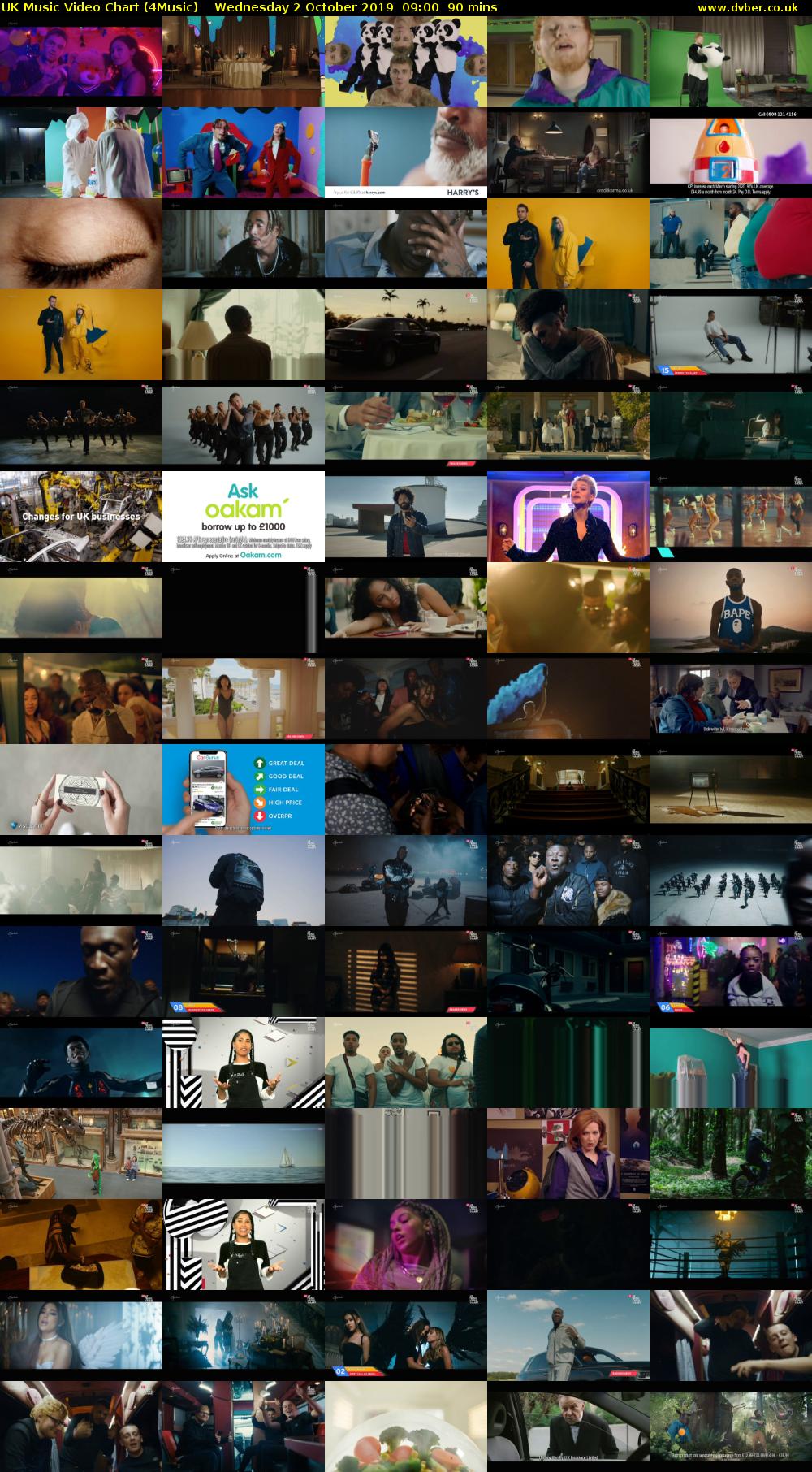 UK Music Video Chart (4Music) Wednesday 2 October 2019 09:00 - 10:30