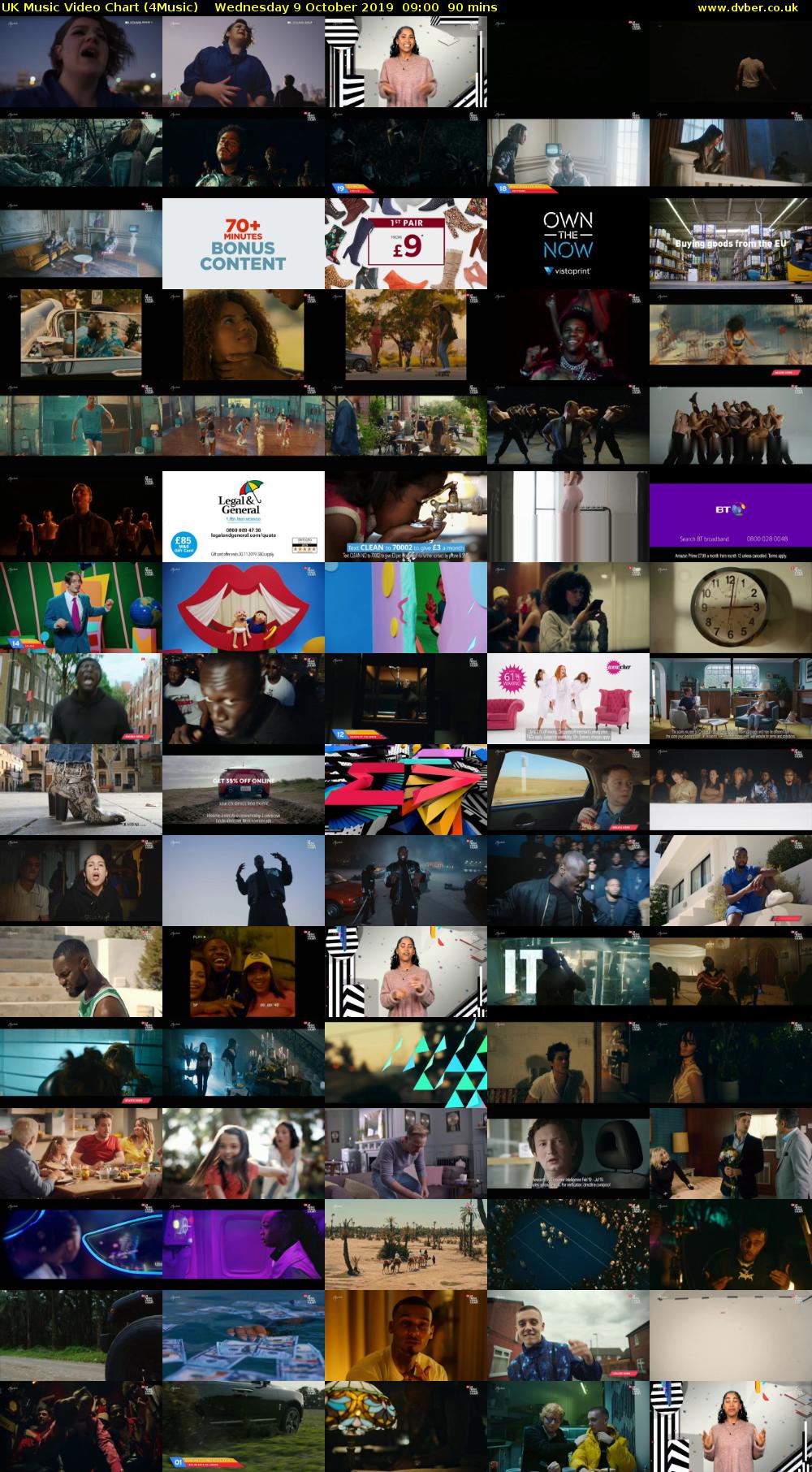 UK Music Video Chart (4Music) Wednesday 9 October 2019 09:00 - 10:30