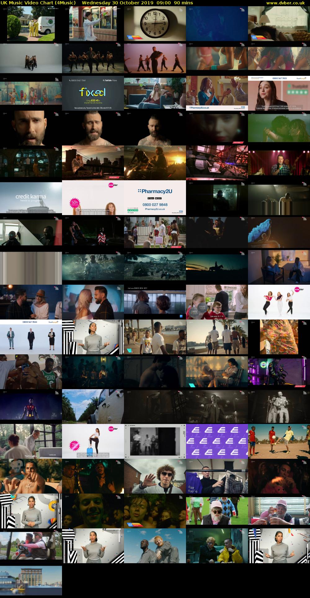 UK Music Video Chart (4Music) Wednesday 30 October 2019 09:00 - 10:30