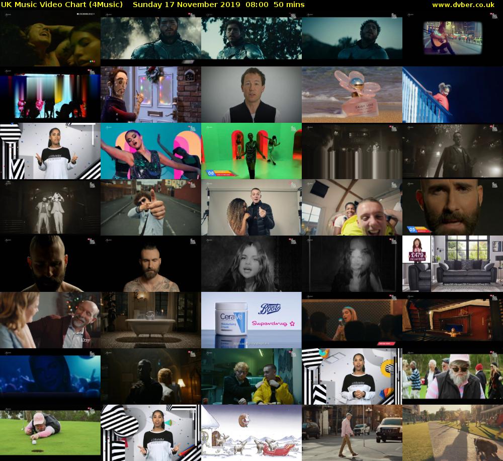UK Music Video Chart (4Music) Sunday 17 November 2019 08:00 - 08:50