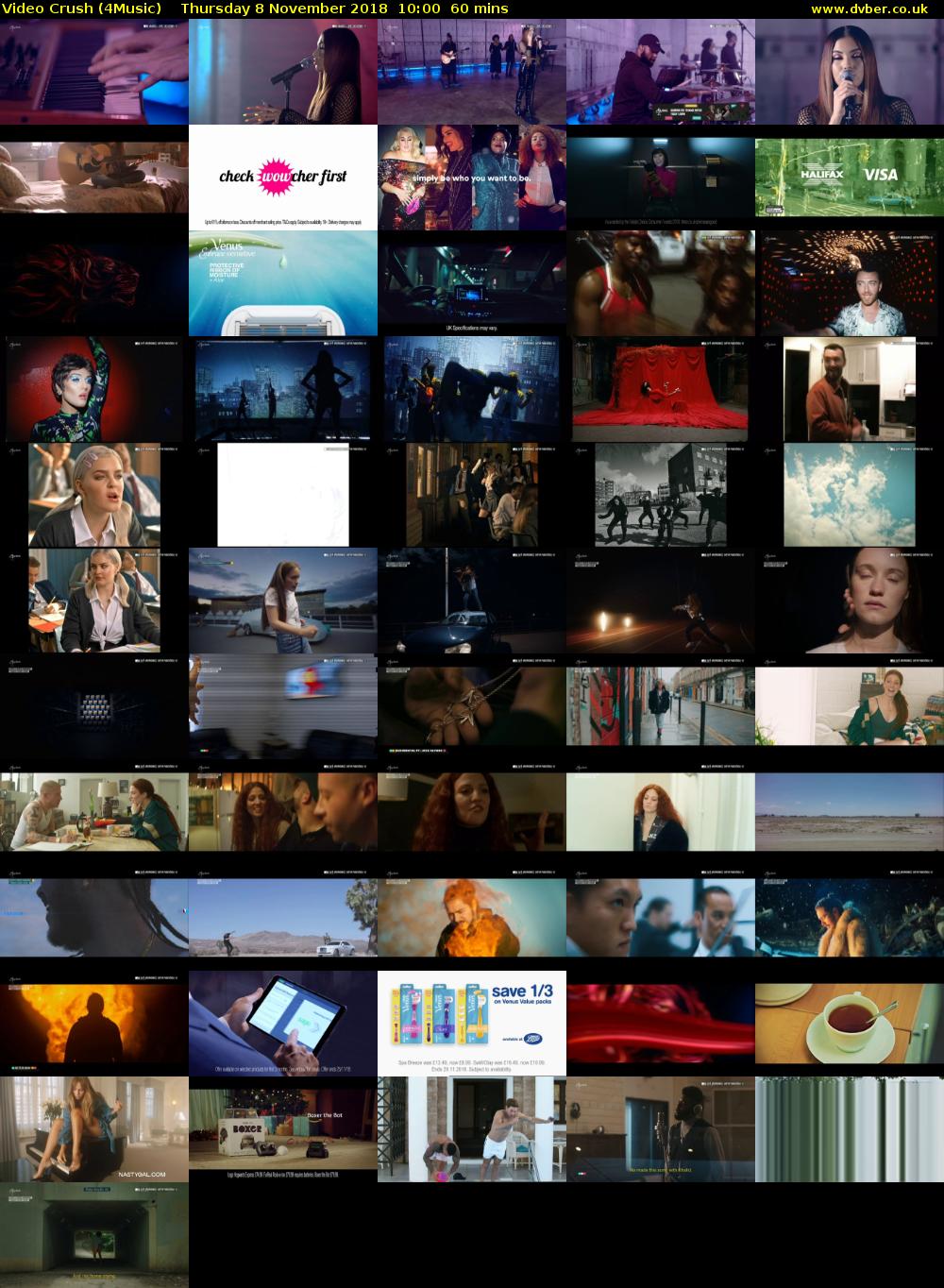 Video Crush (4Music) Thursday 8 November 2018 10:00 - 11:00