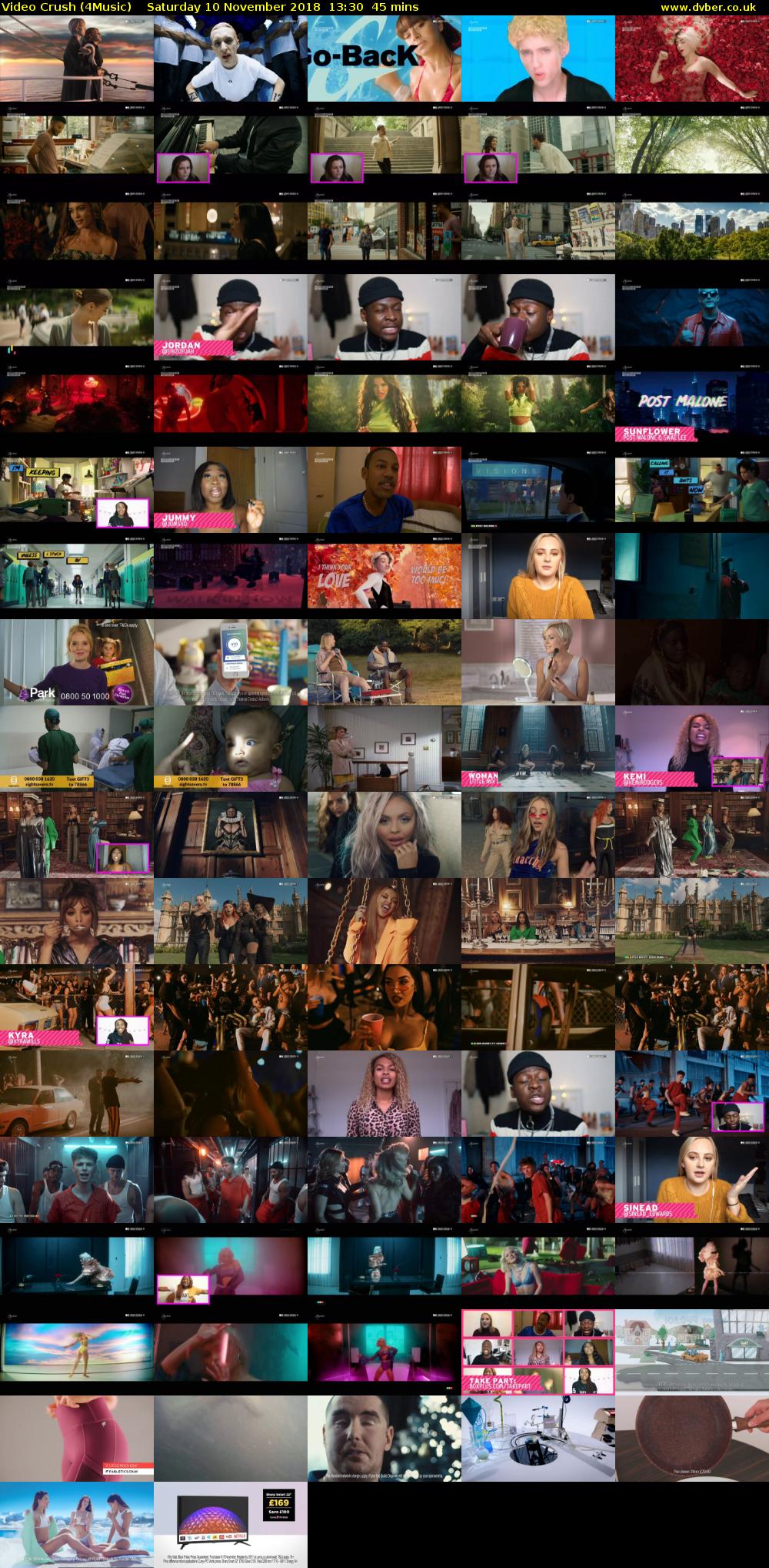 Video Crush (4Music) Saturday 10 November 2018 13:30 - 14:15