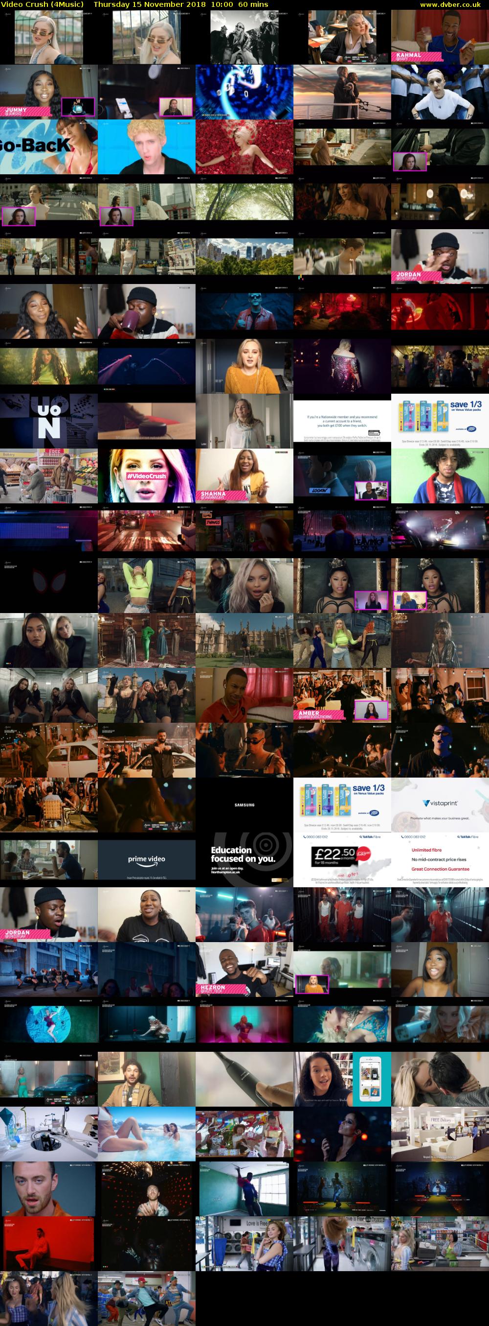 Video Crush (4Music) Thursday 15 November 2018 10:00 - 11:00