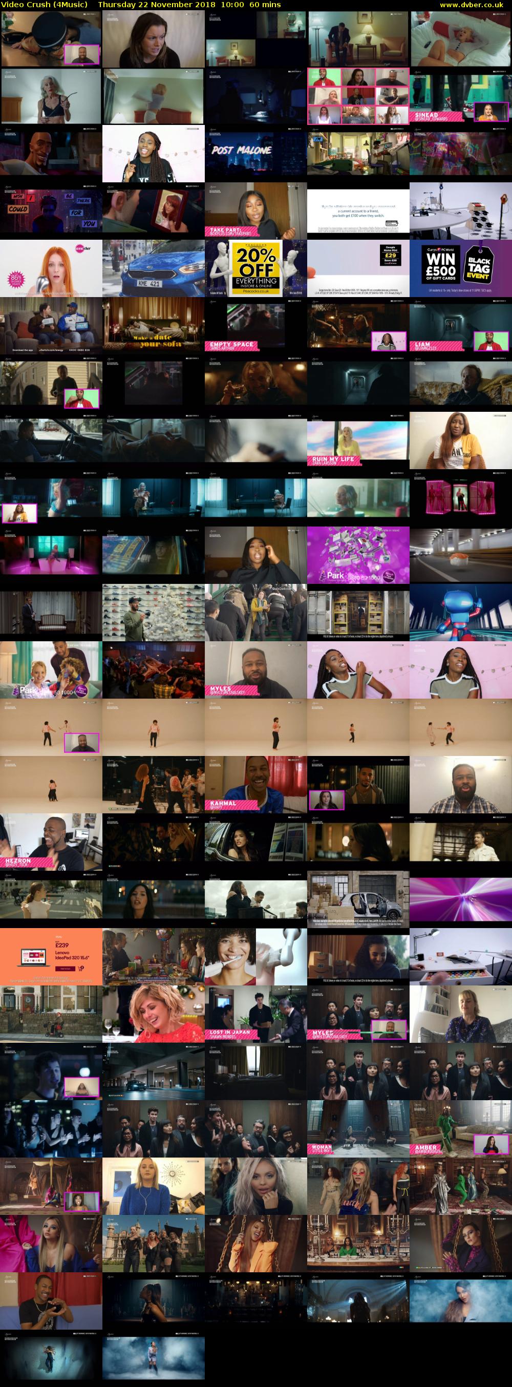 Video Crush (4Music) Thursday 22 November 2018 10:00 - 11:00