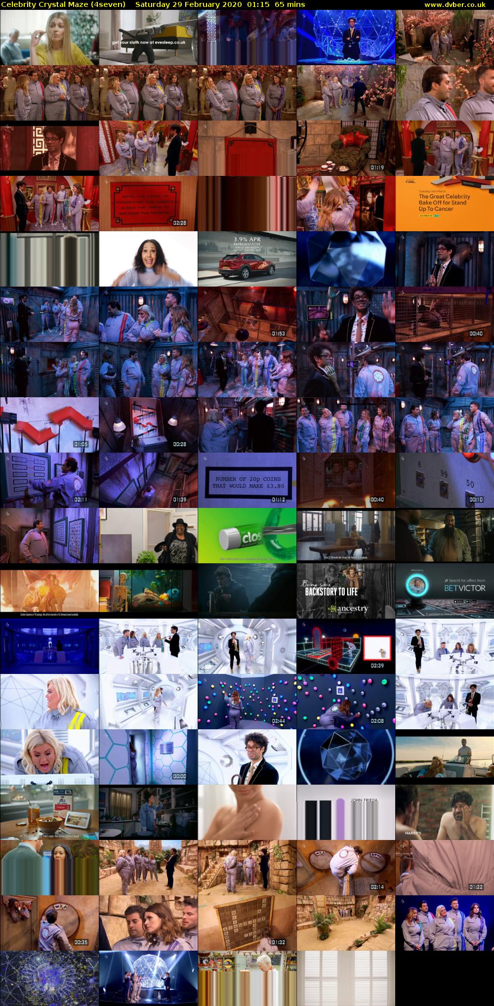 Celebrity Crystal Maze (4seven) Saturday 29 February 2020 01:15 - 02:20
