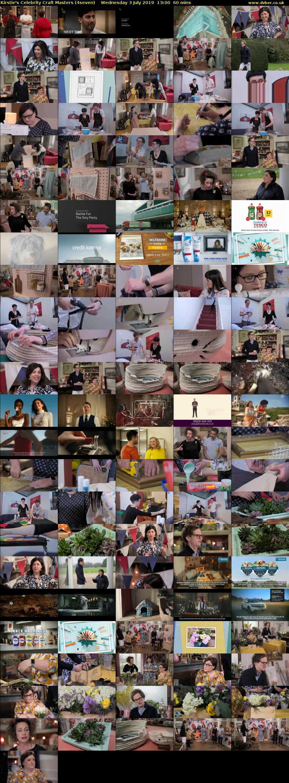 Kirstie's Celebrity Craft Masters (4seven) Wednesday 3 July 2019 13:00 - 14:00