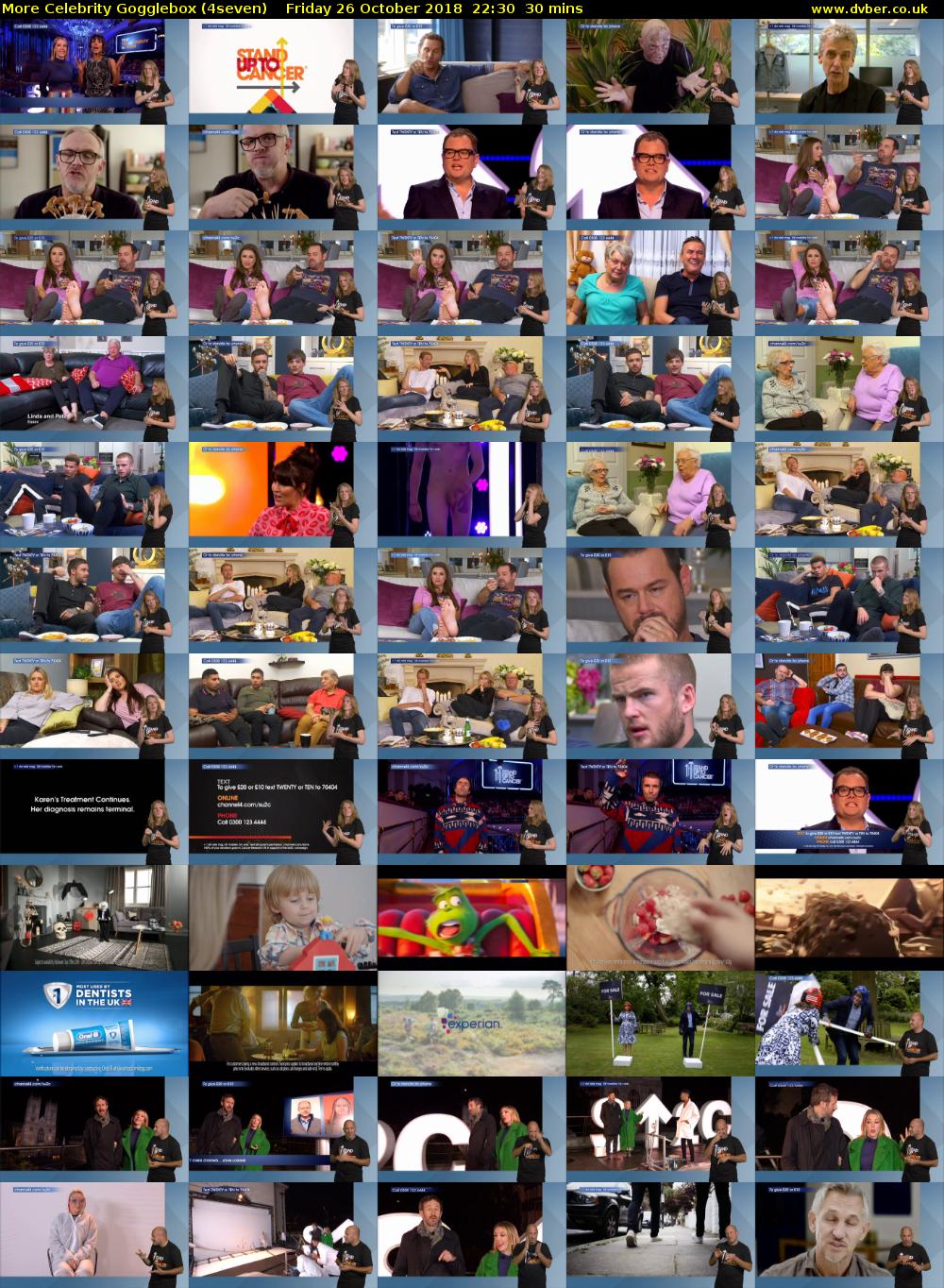 More Celebrity Gogglebox (4seven) Friday 26 October 2018 22:30 - 23:00