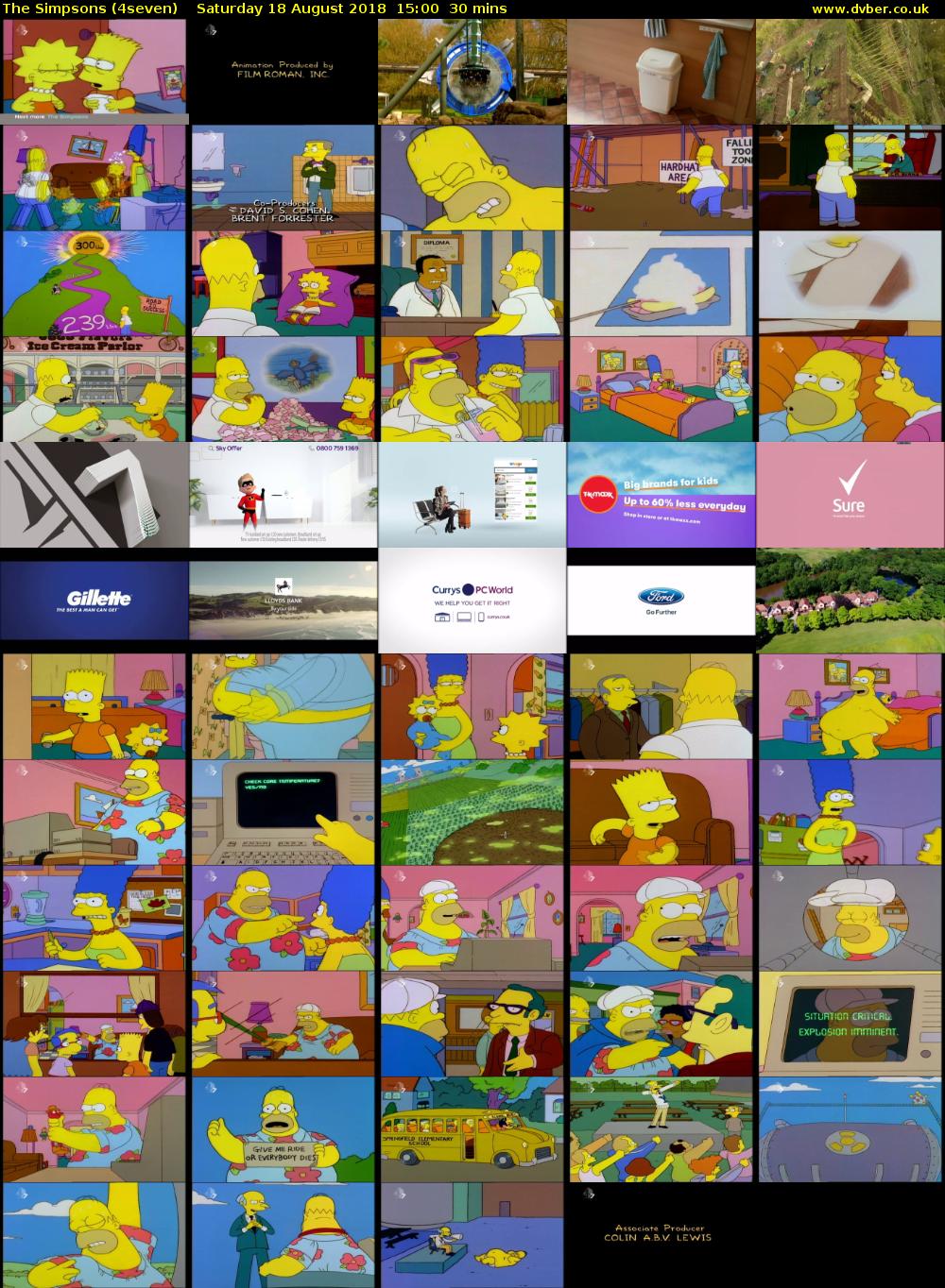 The Simpsons (4seven) Saturday 18 August 2018 15:00 - 15:30