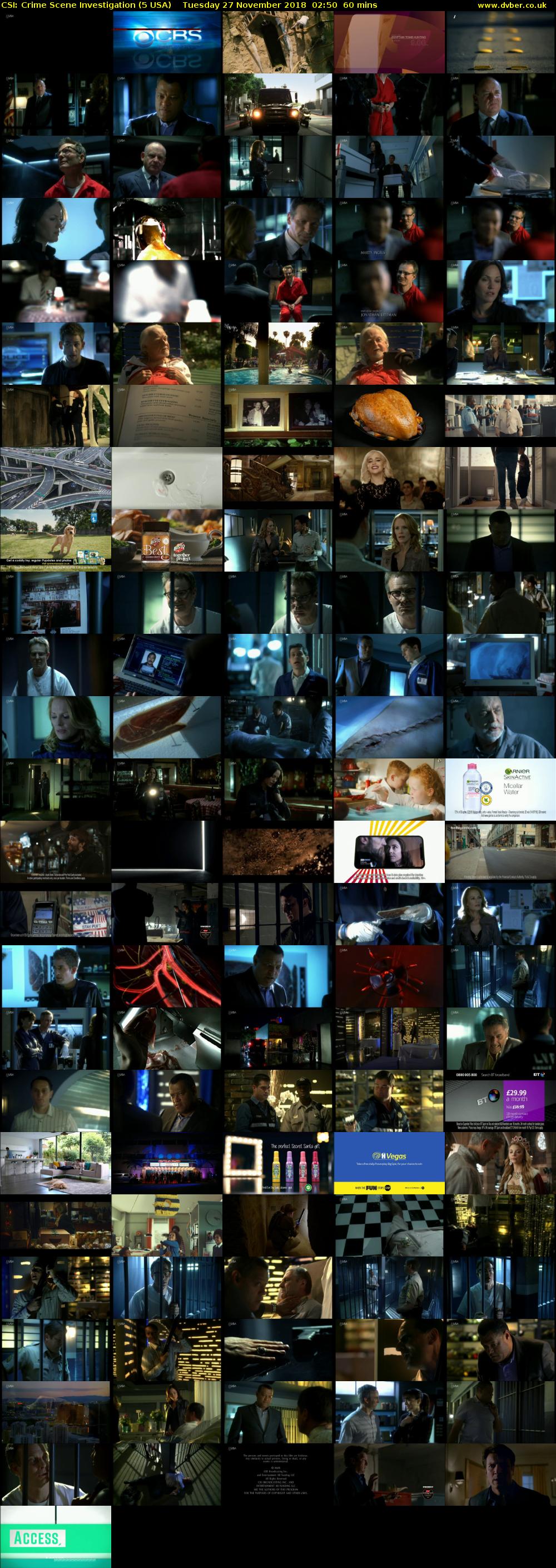 CSI: Crime Scene Investigation (5 USA) Tuesday 27 November 2018 02:50 - 03:50