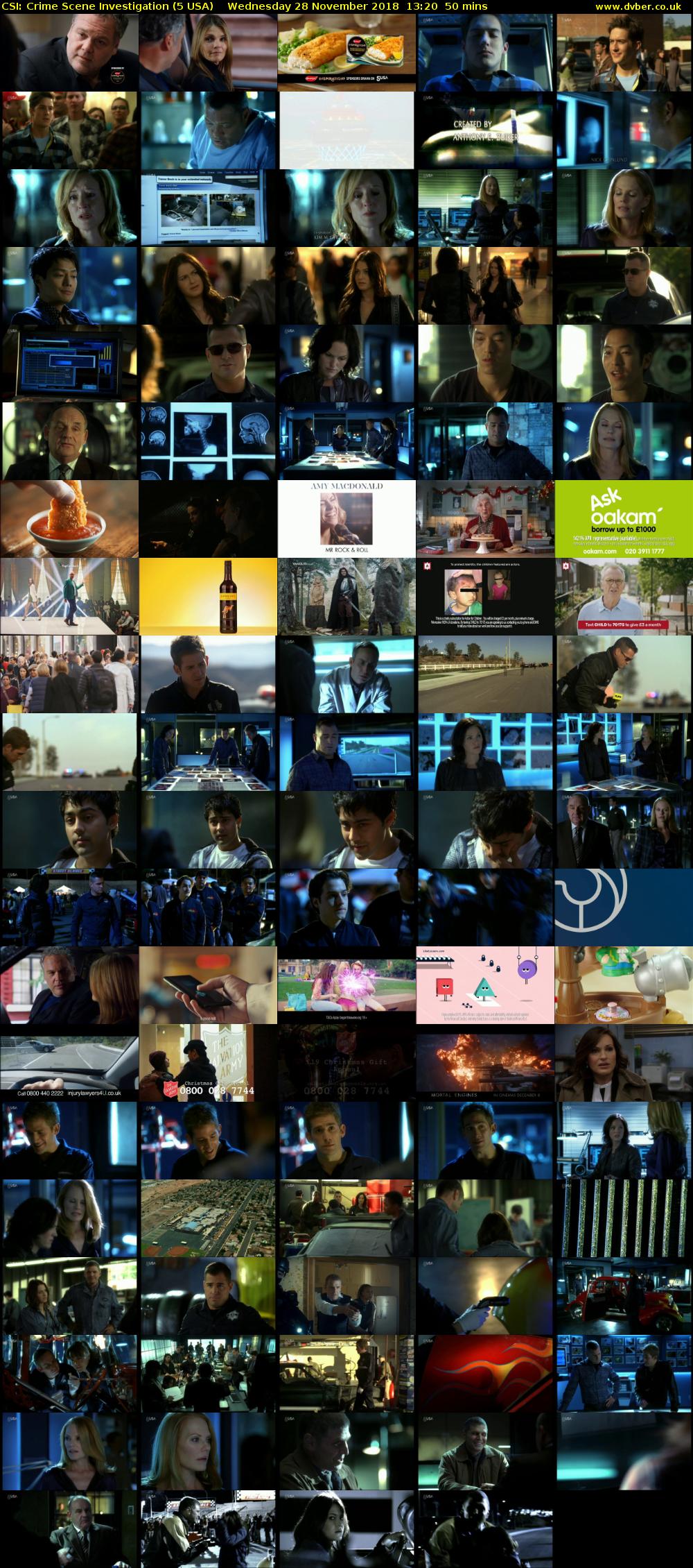 CSI: Crime Scene Investigation (5 USA) Wednesday 28 November 2018 13:20 - 14:10