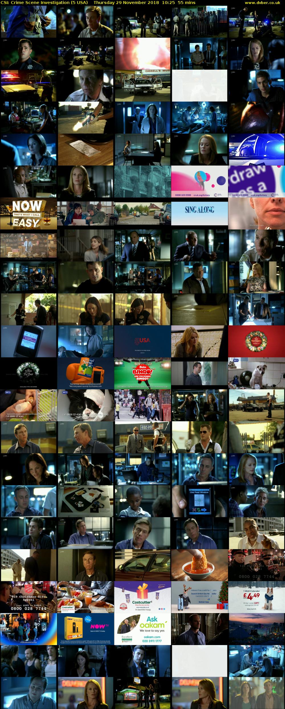 CSI: Crime Scene Investigation (5 USA) Thursday 29 November 2018 10:25 - 11:20