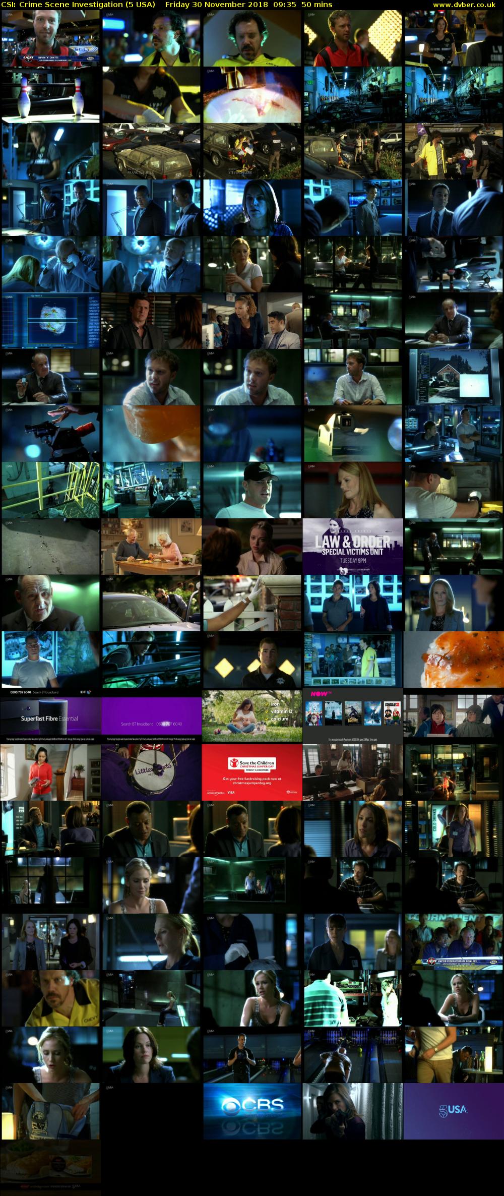 CSI: Crime Scene Investigation (5 USA) Friday 30 November 2018 09:35 - 10:25