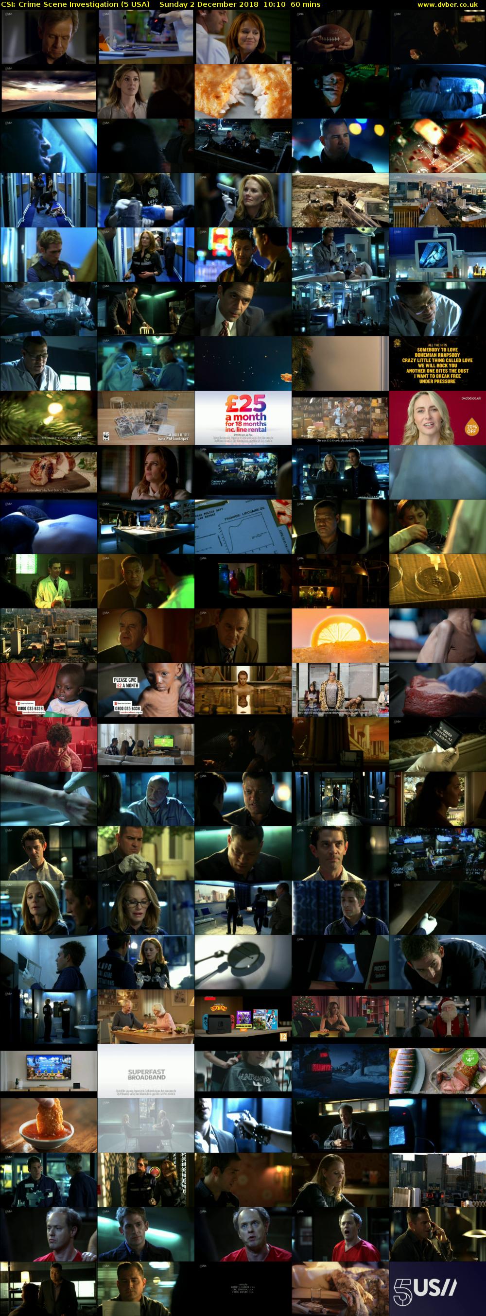 CSI: Crime Scene Investigation (5 USA) Sunday 2 December 2018 10:10 - 11:10