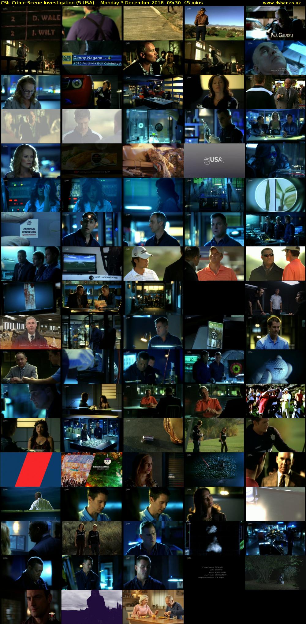 CSI: Crime Scene Investigation (5 USA) Monday 3 December 2018 09:30 - 10:15