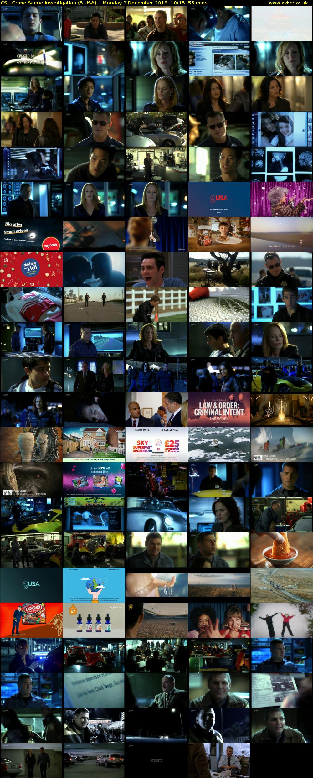 CSI: Crime Scene Investigation (5 USA) Monday 3 December 2018 10:15 - 11:10