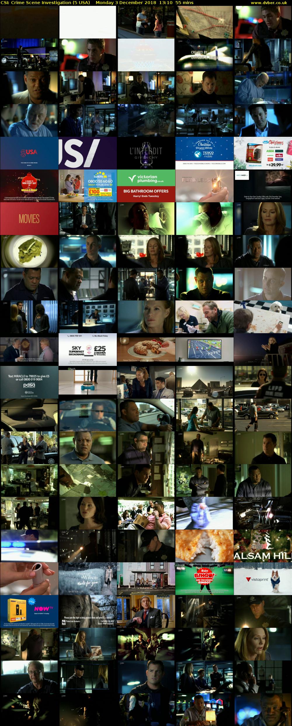 CSI: Crime Scene Investigation (5 USA) Monday 3 December 2018 13:10 - 14:05