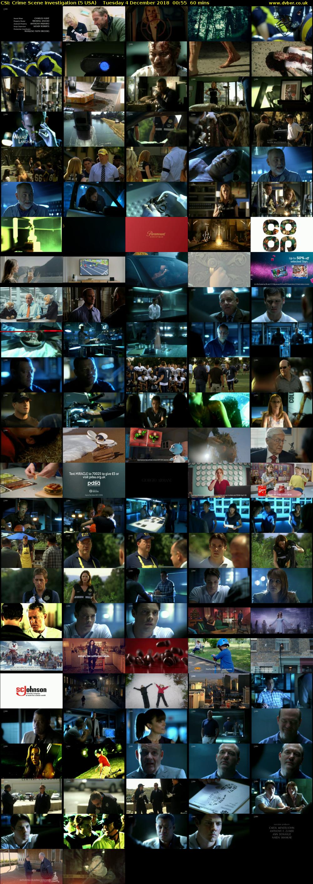 CSI: Crime Scene Investigation (5 USA) Tuesday 4 December 2018 00:55 - 01:55