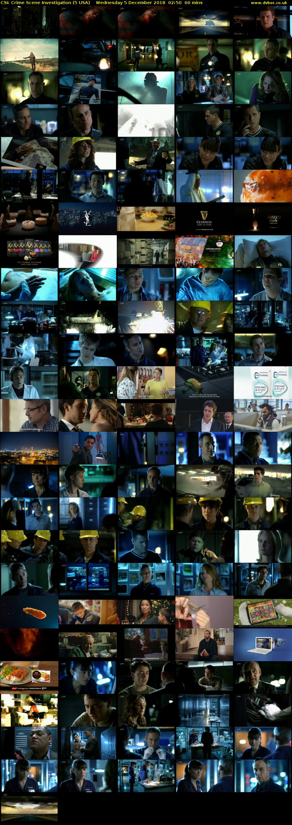 CSI: Crime Scene Investigation (5 USA) Wednesday 5 December 2018 02:50 - 03:50