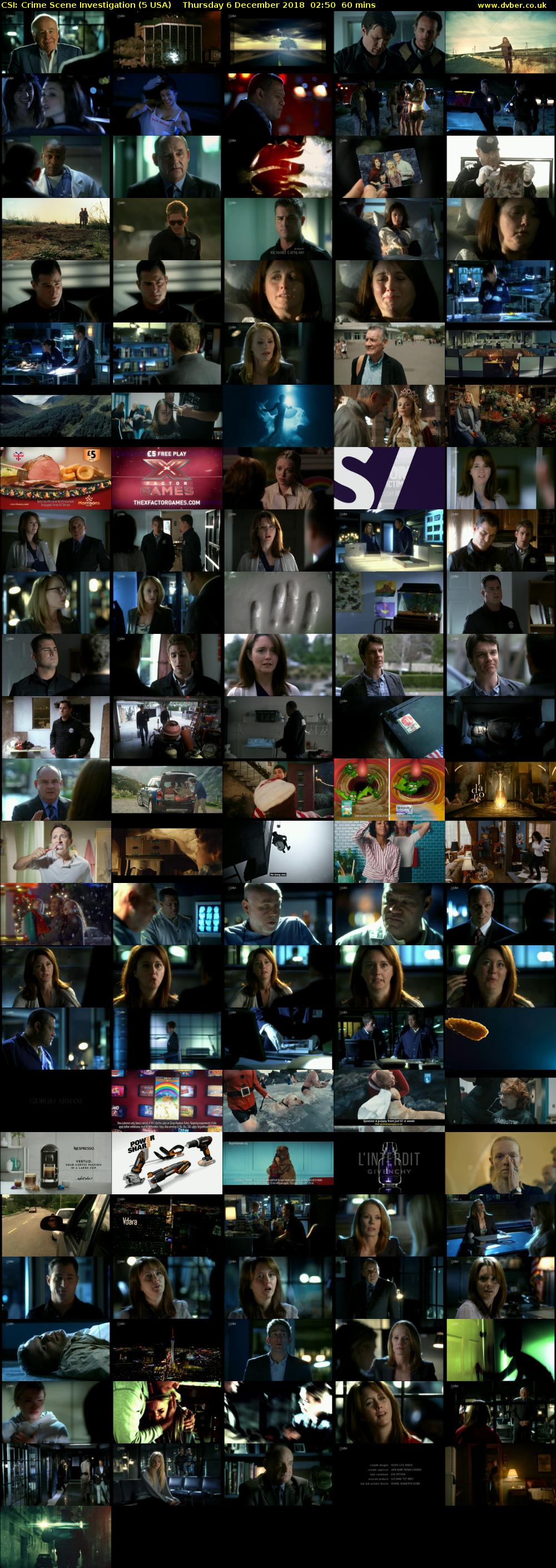 CSI: Crime Scene Investigation (5 USA) Thursday 6 December 2018 02:50 - 03:50