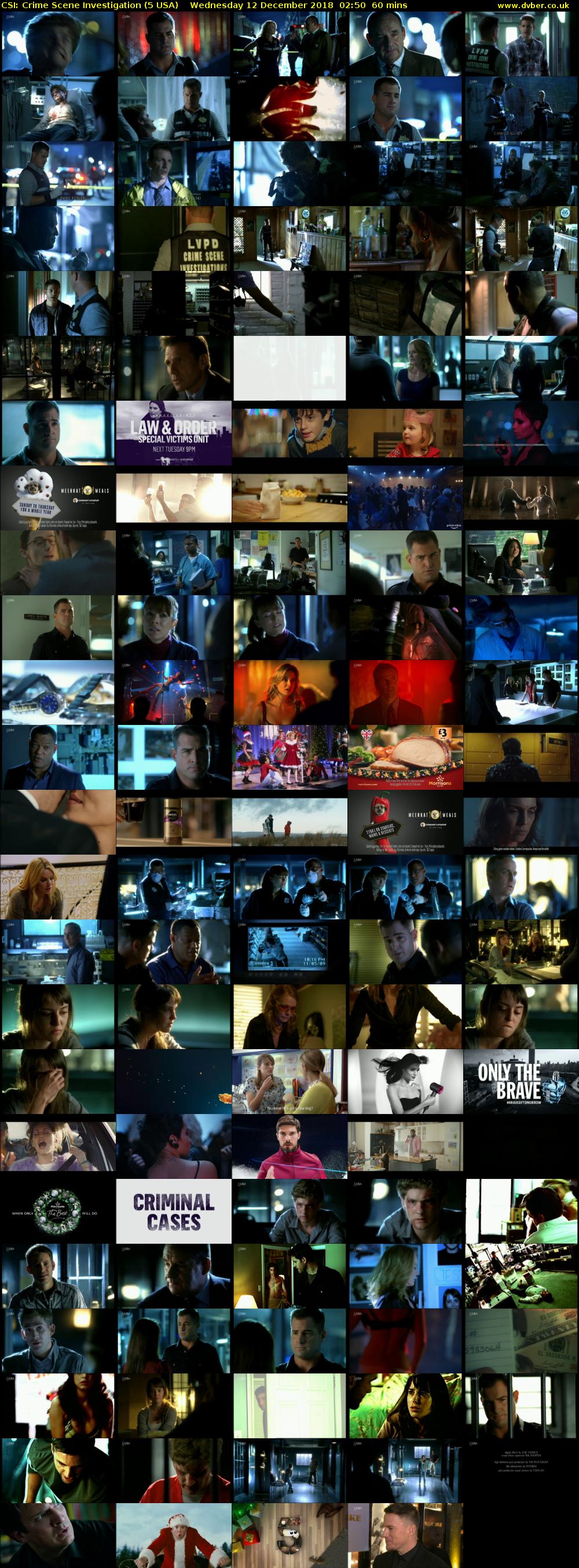 CSI: Crime Scene Investigation (5 USA) Wednesday 12 December 2018 02:50 - 03:50