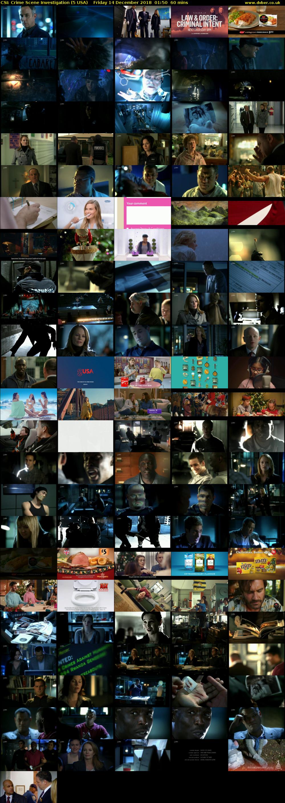 CSI: Crime Scene Investigation (5 USA) Friday 14 December 2018 01:50 - 02:50