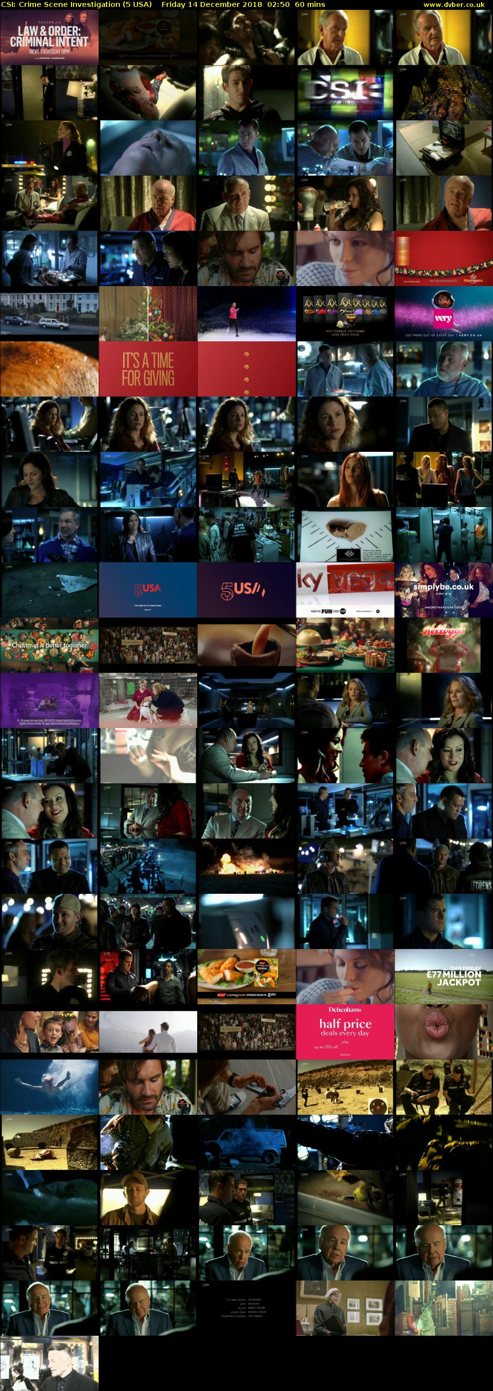 CSI: Crime Scene Investigation (5 USA) Friday 14 December 2018 02:50 - 03:50