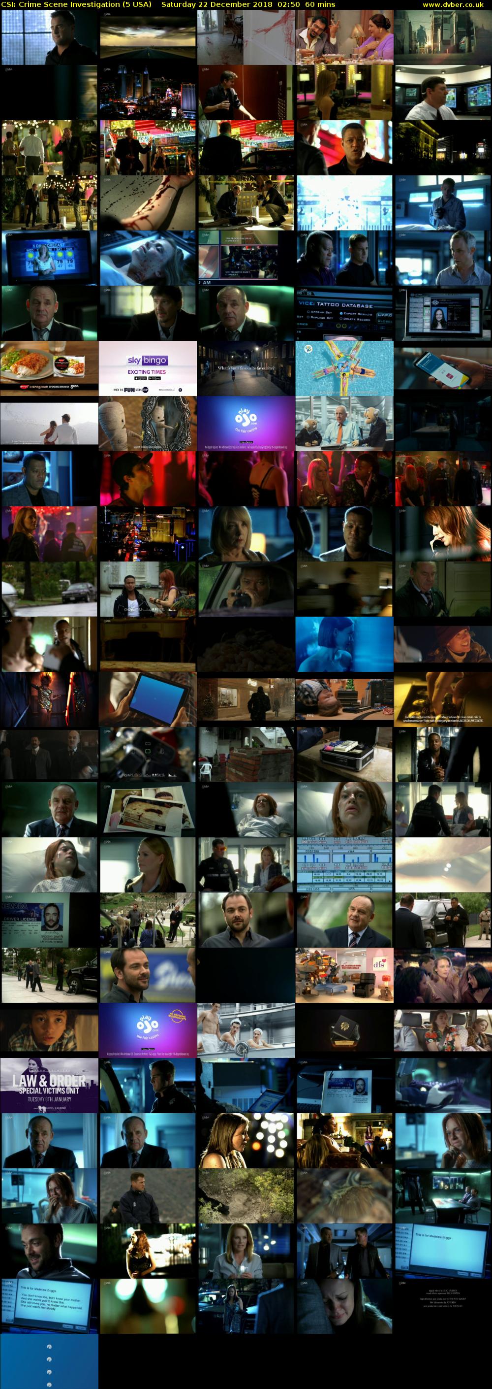 CSI: Crime Scene Investigation (5 USA) Saturday 22 December 2018 02:50 - 03:50