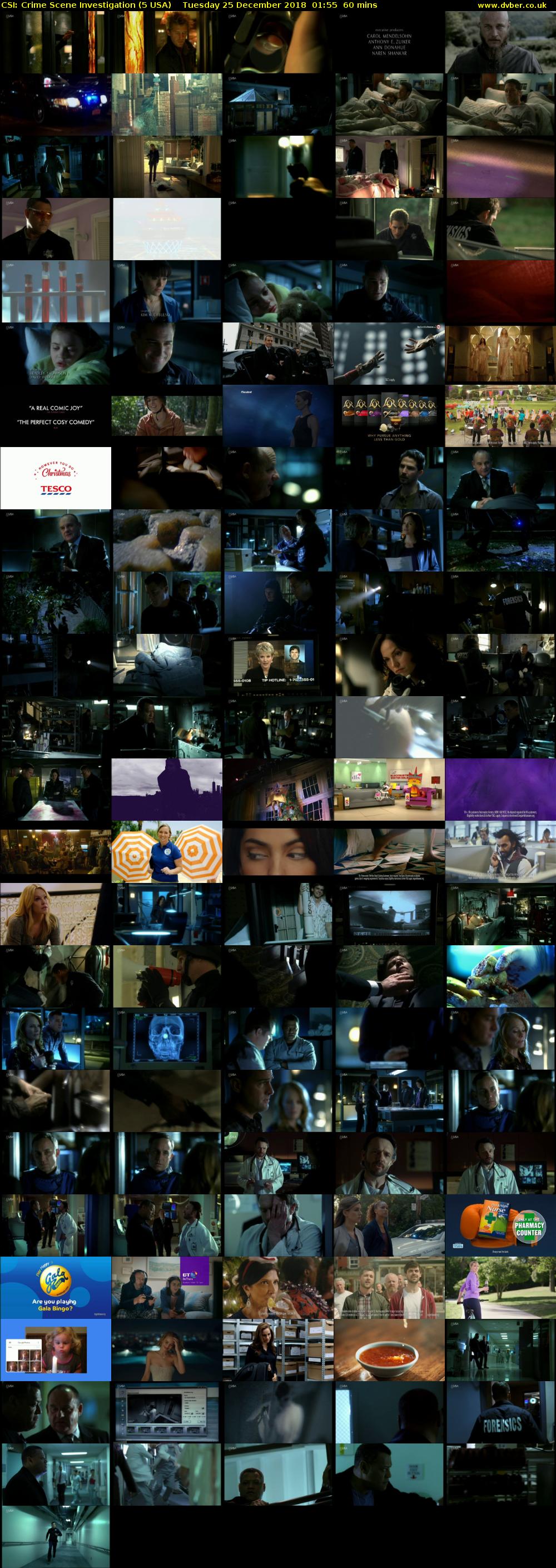 CSI: Crime Scene Investigation (5 USA) Tuesday 25 December 2018 01:55 - 02:55