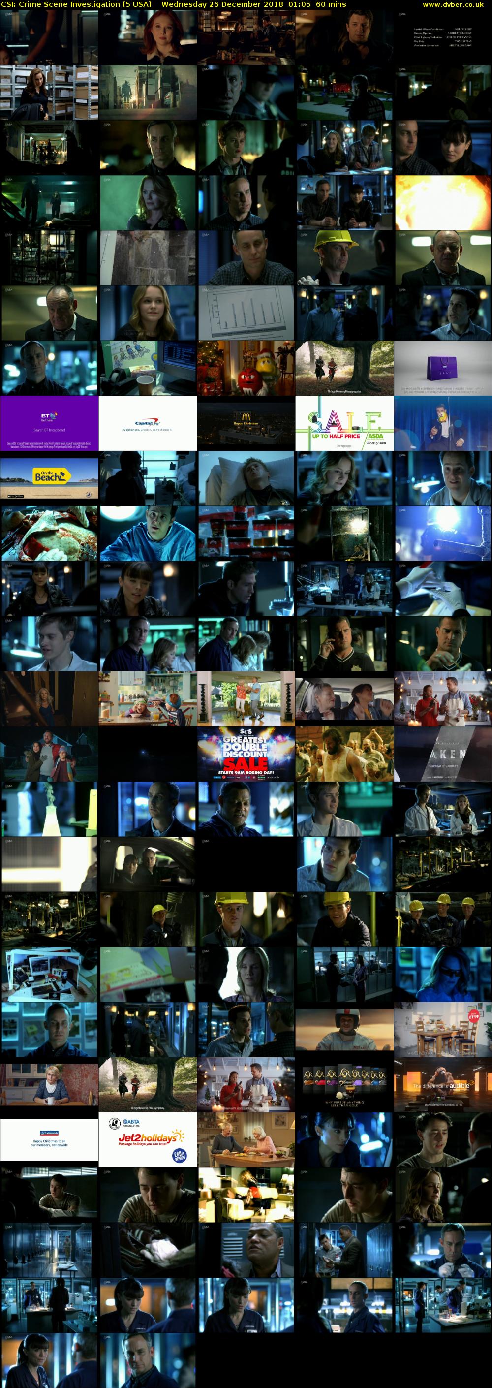 CSI: Crime Scene Investigation (5 USA) Wednesday 26 December 2018 01:05 - 02:05