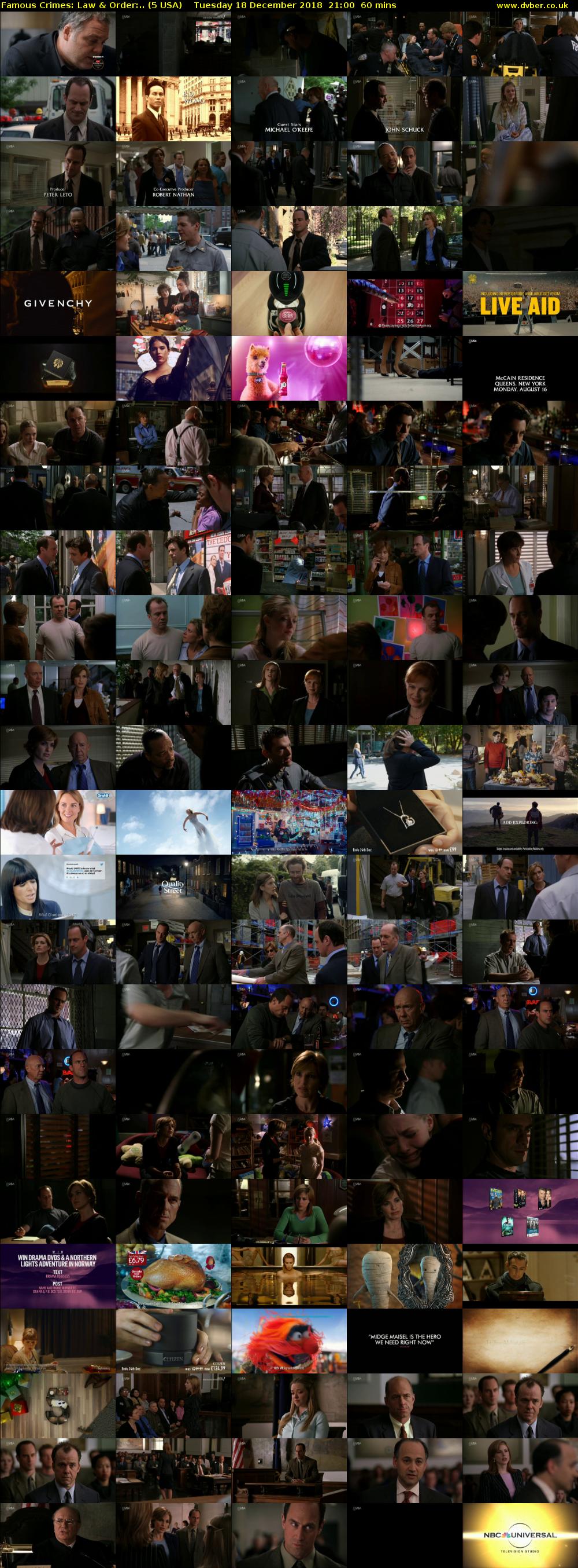 Famous Crimes: Law & Order:.. (5 USA) Tuesday 18 December 2018 21:00 - 22:00