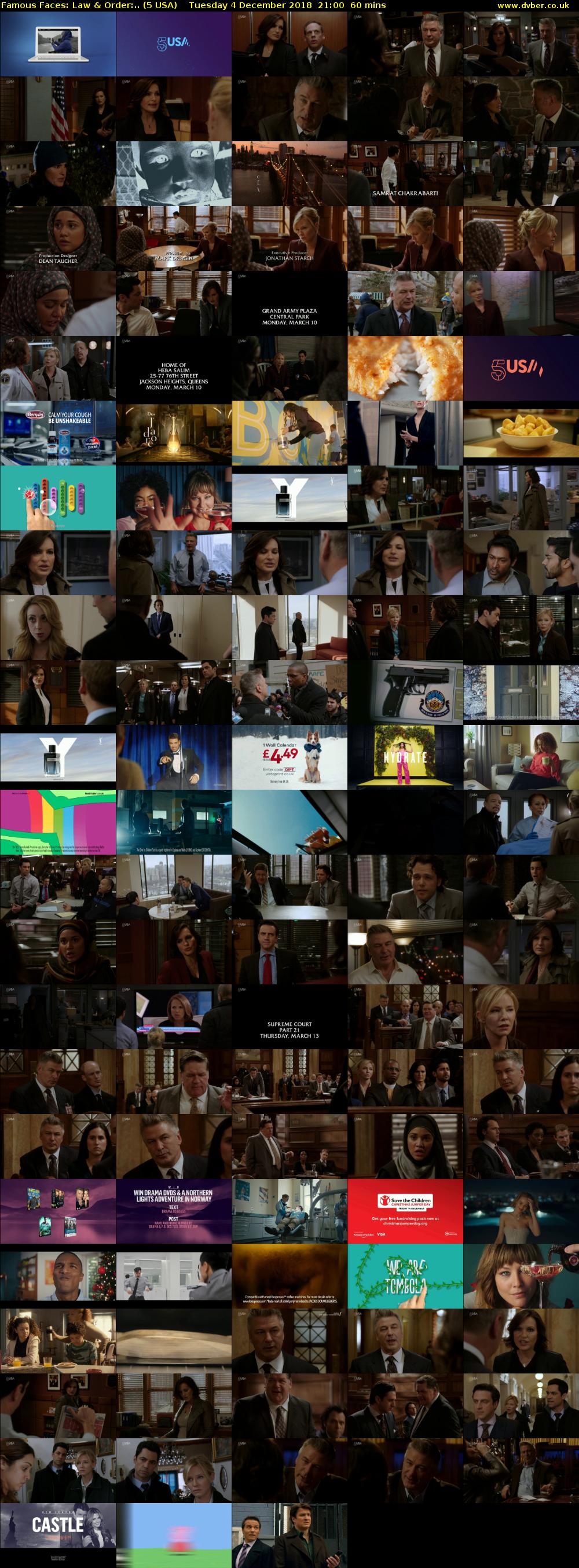 Famous Faces: Law & Order:.. (5 USA) Tuesday 4 December 2018 21:00 - 22:00