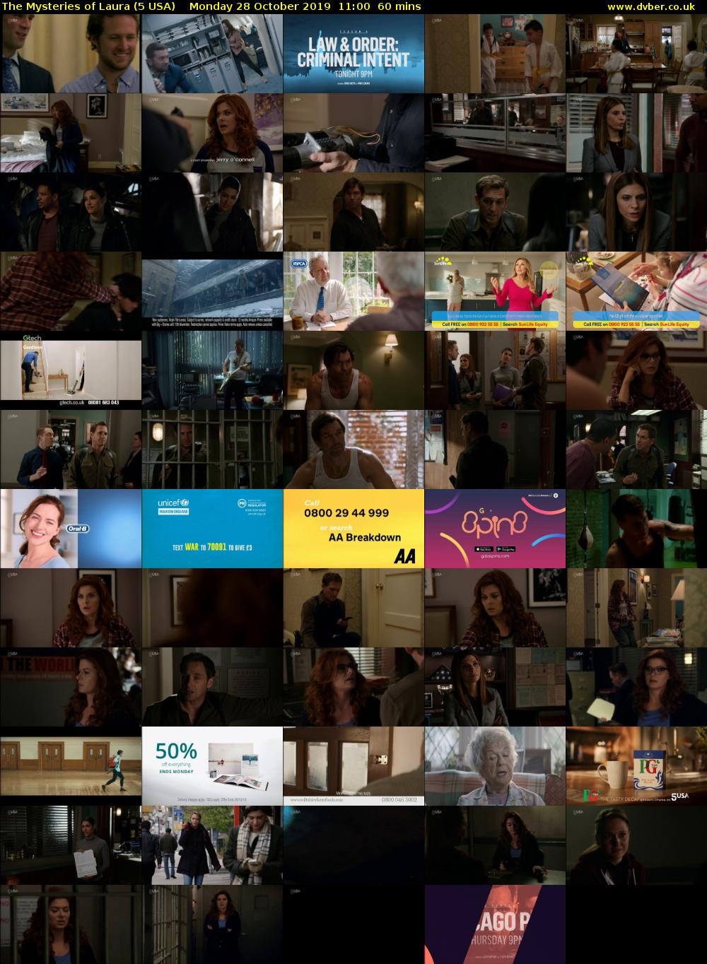 The Mysteries of Laura (5 USA) Monday 28 October 2019 11:00 - 12:00
