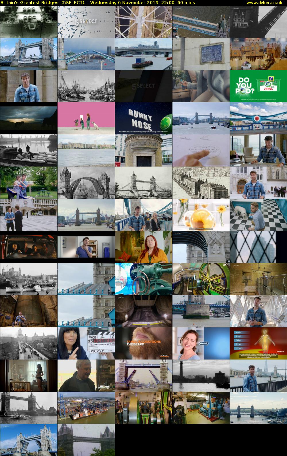 Britain's Greatest Bridges  (5SELECT) Wednesday 6 November 2019 22:00 - 23:00