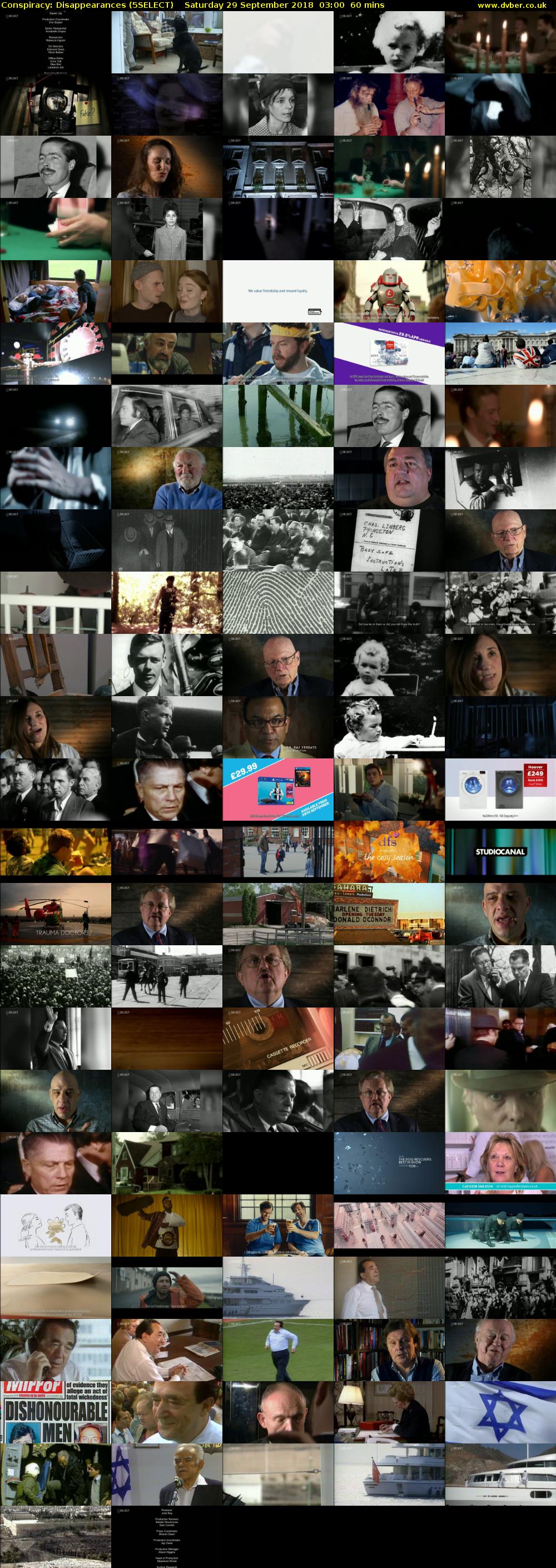 Conspiracy: Disappearances (5SELECT) Saturday 29 September 2018 03:00 - 04:00