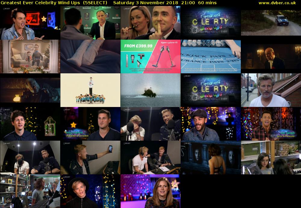 Greatest Ever Celebrity Wind Ups  (5SELECT) Saturday 3 November 2018 21:00 - 22:00