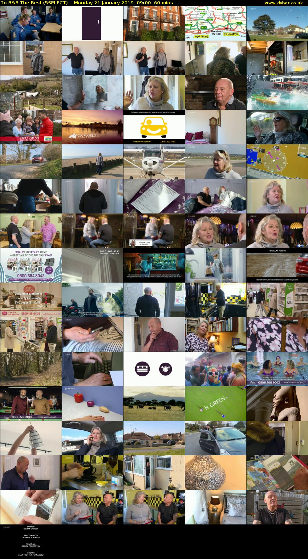 To B&B The Best (5SELECT) Monday 21 January 2019 09:00 - 10:00