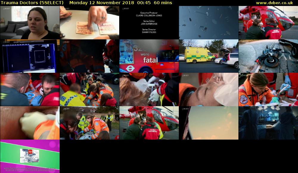 Trauma Doctors (5SELECT) Monday 12 November 2018 00:45 - 01:45