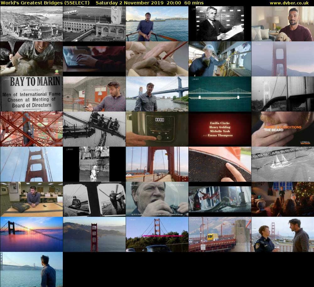 World's Greatest Bridges (5SELECT) Saturday 2 November 2019 20:00 - 21:00