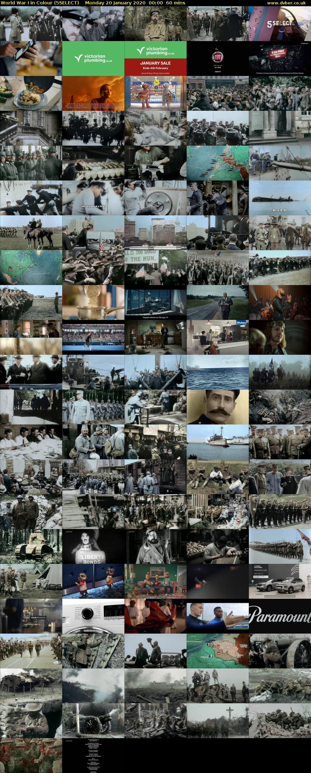 World War I in Colour (5SELECT) Monday 20 January 2020 00:00 - 01:00