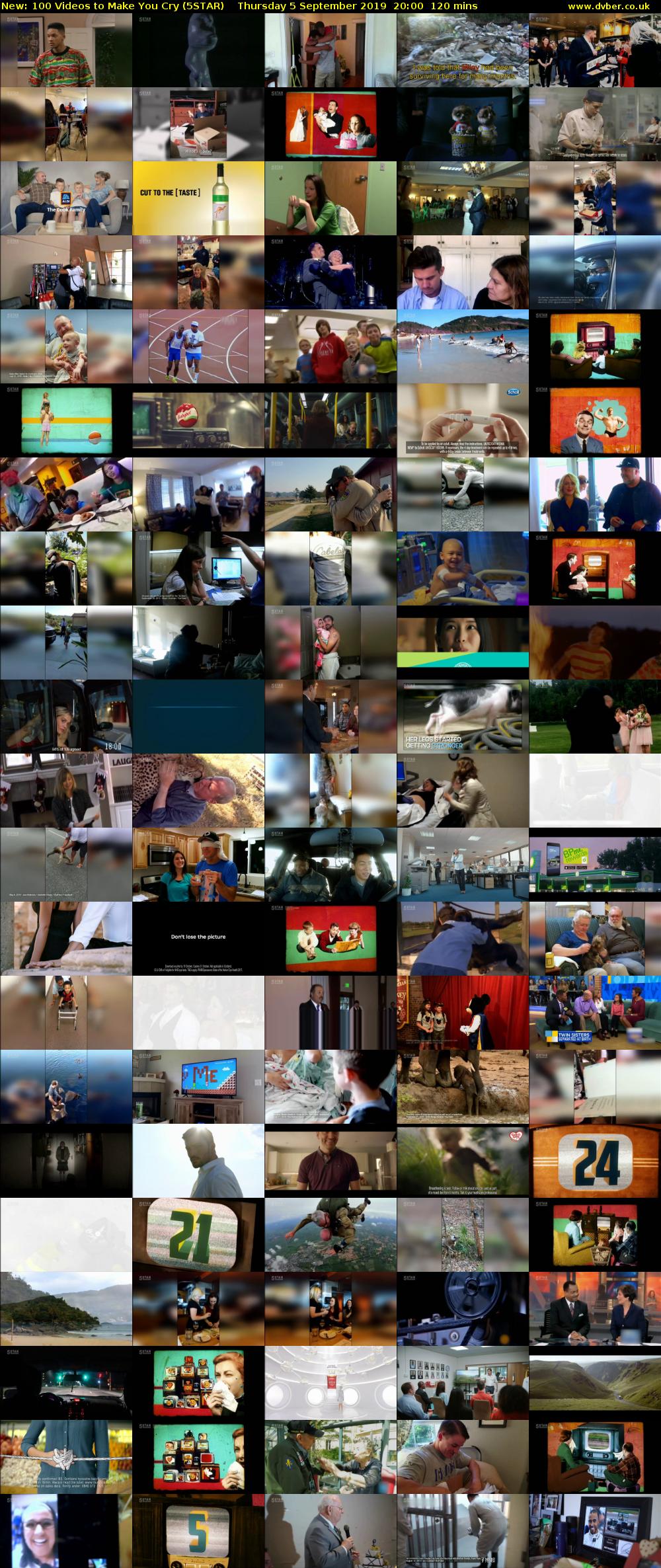 100 Videos to Make You Cry (5STAR) Thursday 5 September 2019 20:00 - 22:00