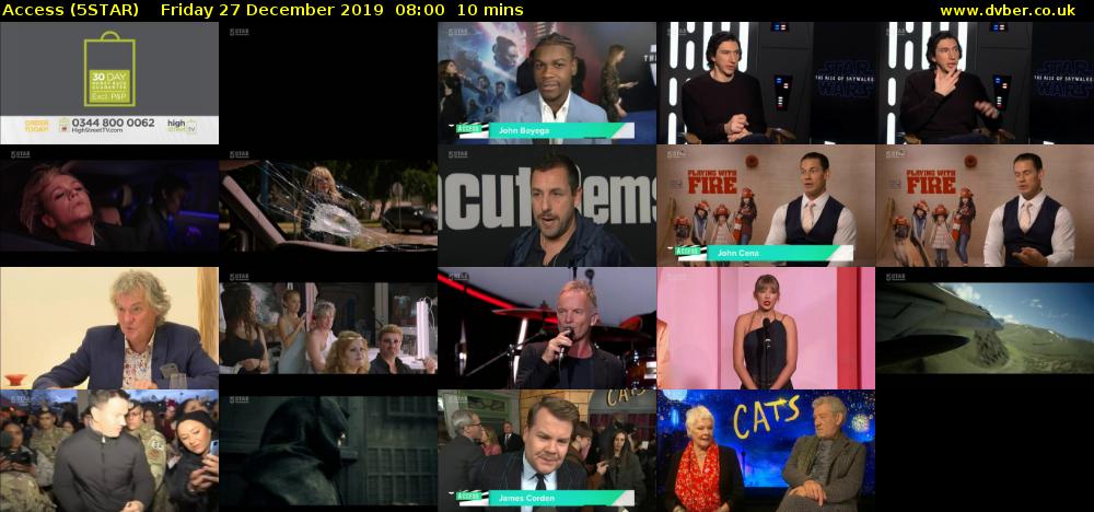 Access (5STAR) Friday 27 December 2019 08:00 - 08:10