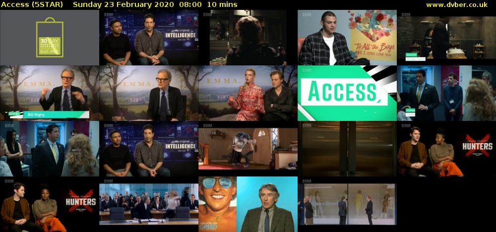 Access (5STAR) Sunday 23 February 2020 08:00 - 08:10
