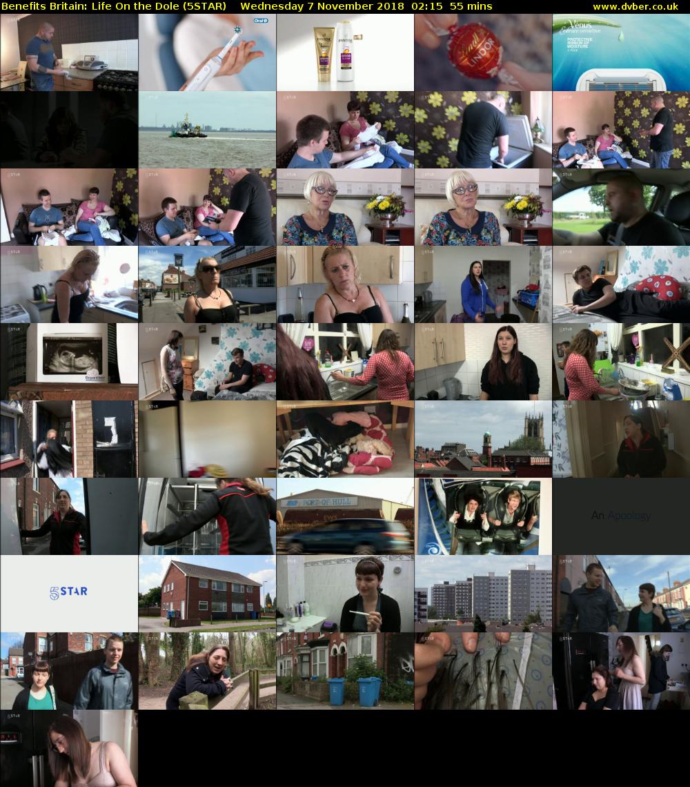 Benefits Britain: Life On the Dole (5STAR) Wednesday 7 November 2018 02:15 - 03:10