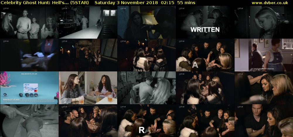 Celebrity Ghost Hunt: Hell's... (5STAR) Saturday 3 November 2018 02:15 - 03:10