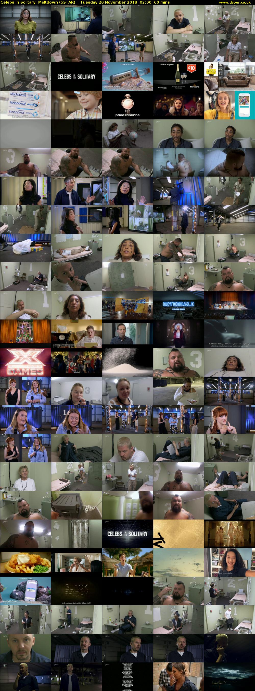 Celebs in Solitary: Meltdown (5STAR) Tuesday 20 November 2018 02:00 - 03:00