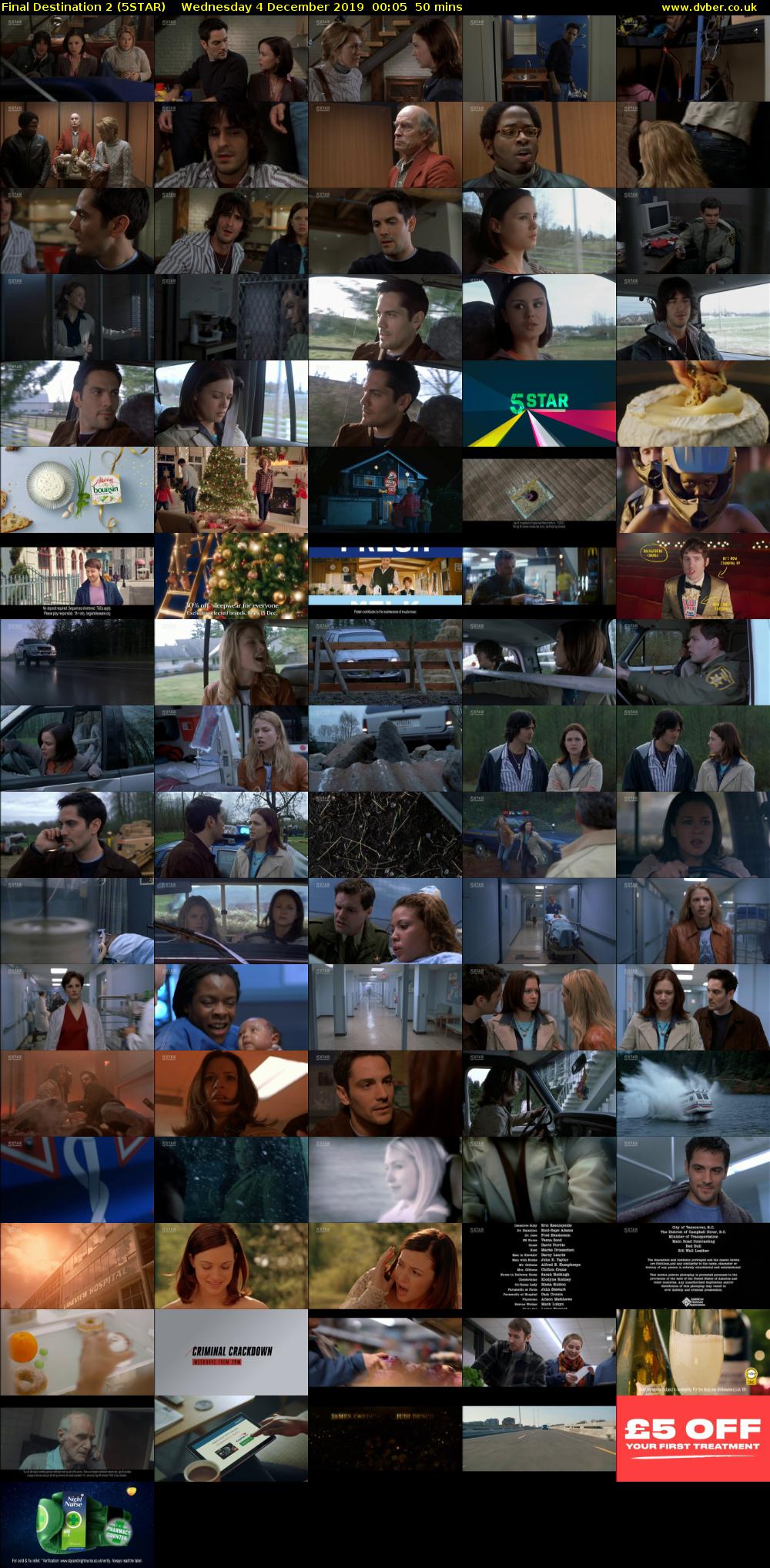 Final Destination 2 (5STAR) Wednesday 4 December 2019 00:05 - 00:55
