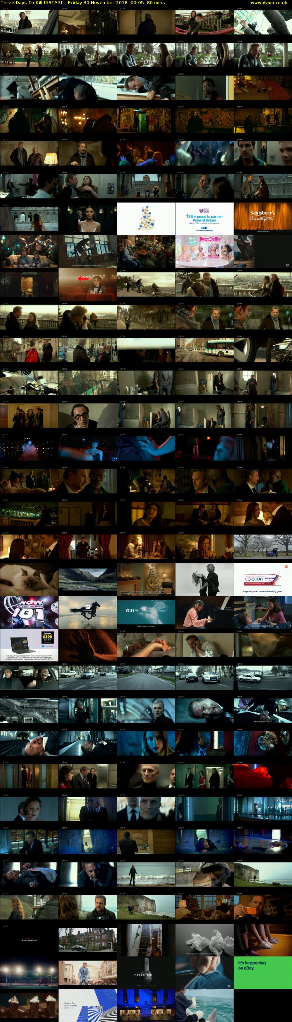 Three Days To Kill (5STAR) Friday 30 November 2018 00:05 - 01:25