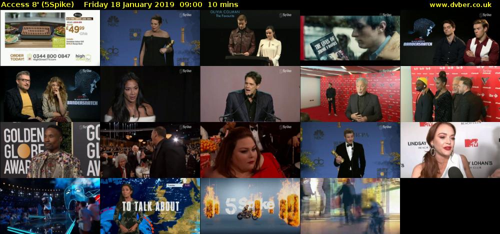 Access 8' (5Spike) Friday 18 January 2019 09:00 - 09:10