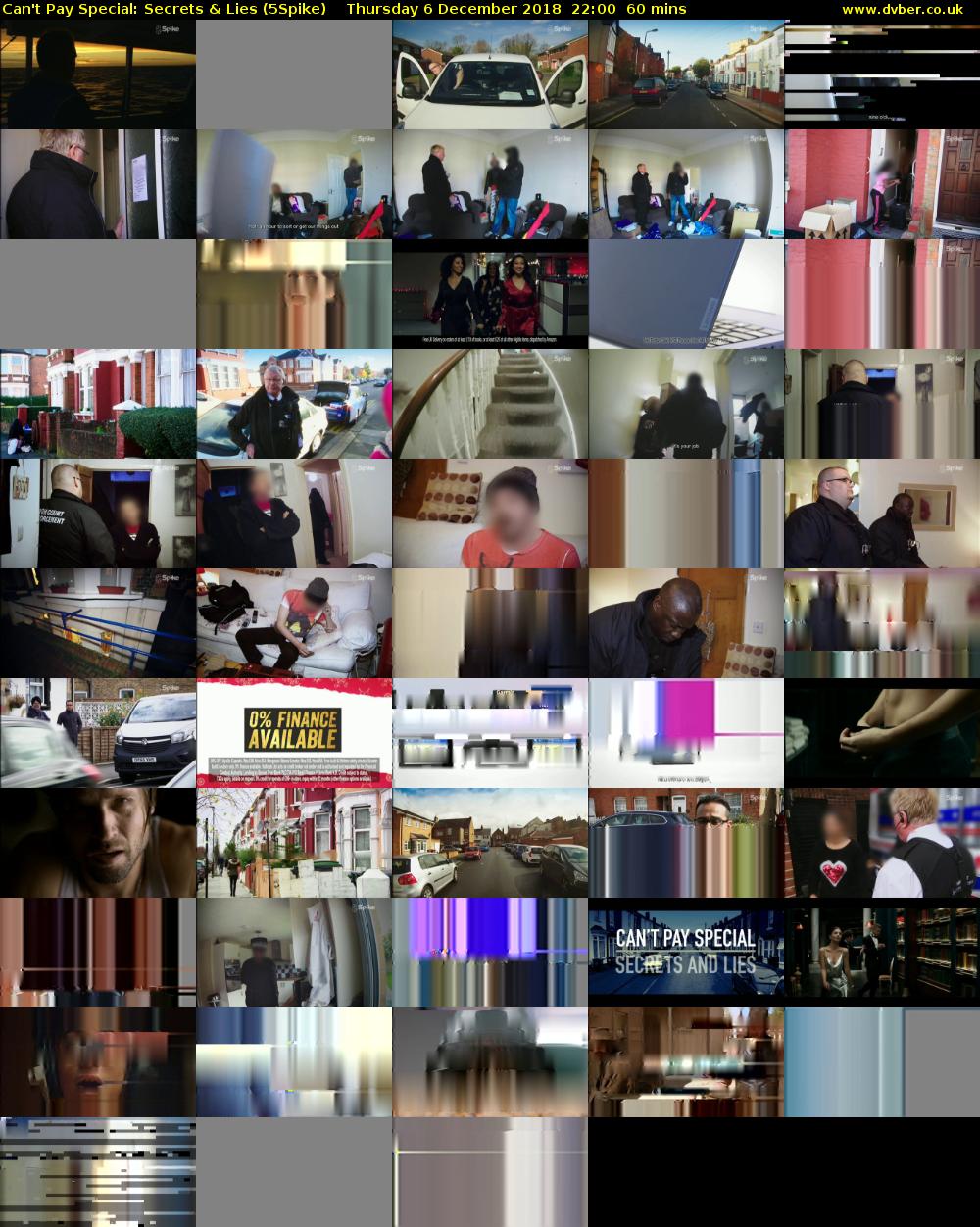 Can't Pay Special: Secrets & Lies (5Spike) Thursday 6 December 2018 22:00 - 23:00