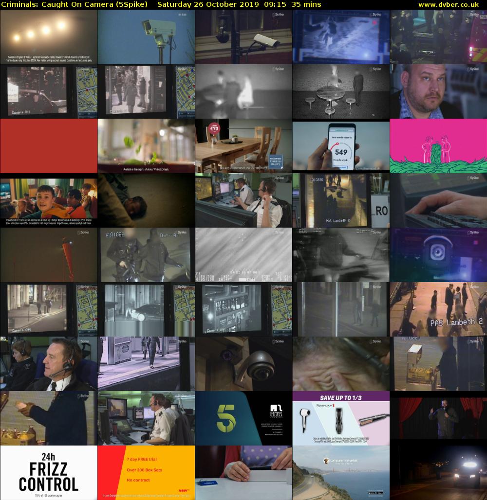 Criminals: Caught On Camera (5Spike) Saturday 26 October 2019 09:15 - 09:50